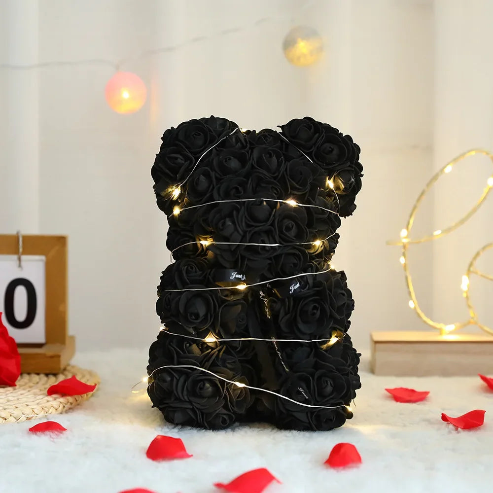 Urso de Rosas Luxo 25cm – Presente Romântico com Caixa 🌹🎁✨