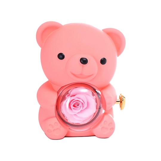 Colar Dueto do Amor + Caixa com Rosa Eternizada ❤️🐻